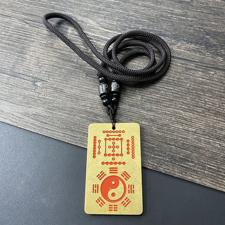 Taoist Brass Pendant Taiji Bagua Symbol Amulet Pendant Necklace for Men Women 07FC0E-D4 - KOEEK