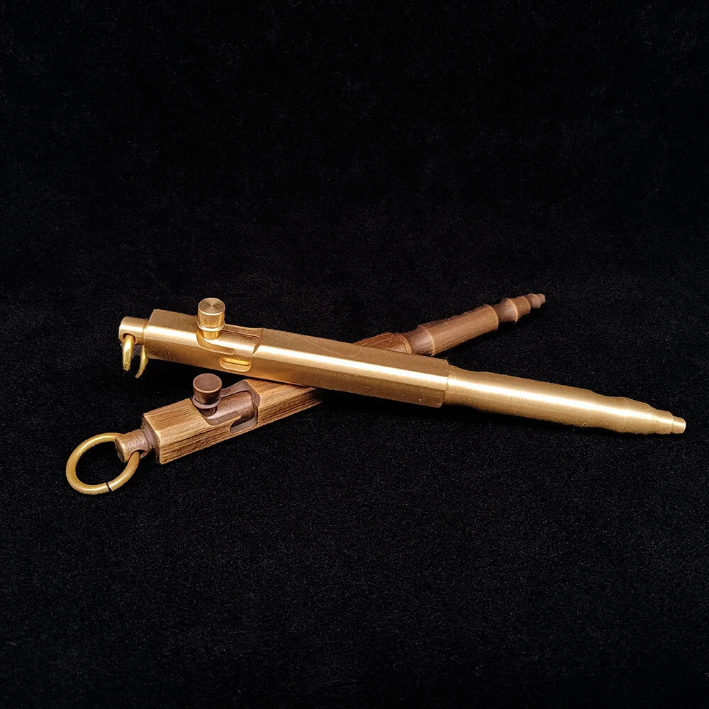 Solid Brass Bolt Action Ball Point Quality Pen Copper Art Craft Pocket EDC Gift2 07FC0E-D4 - KOEEK
