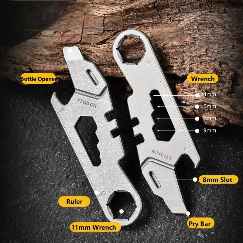 Titanium Pry Bar Crowbar Bottle Opener Wrench EDC Portable Multi Tools Outdoor 07FC0E-D4 - KOEEK