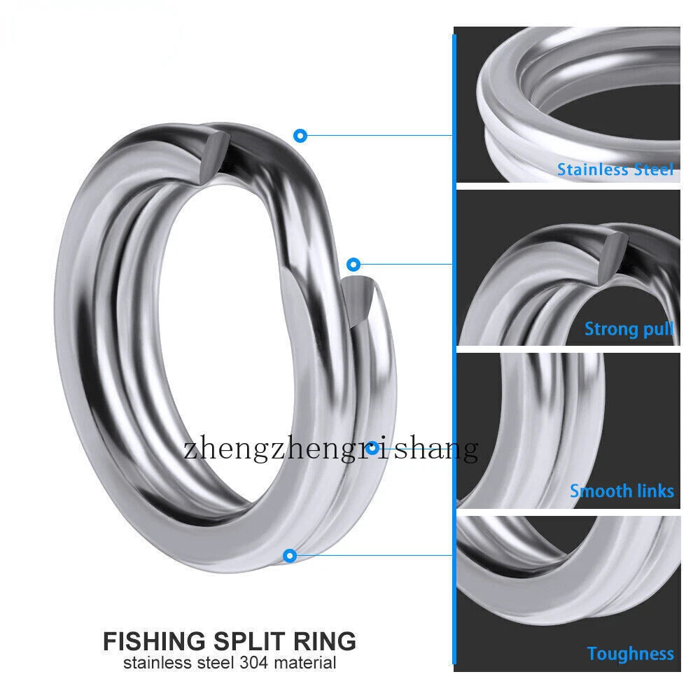 1000Pcs/ Pack Stainless Steel Heavy Duty Fishing Split Rings Big Game Saltwater 07FC0E-D4 - KOEEK