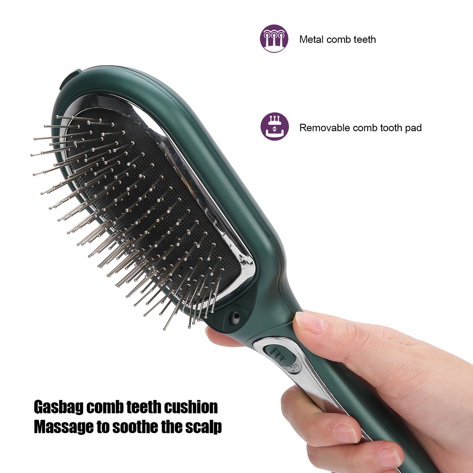 new Electric Negative Ion Massage Comb Therapy Scalp Massage Brush(Emerald ) HGF koeek - KOEEK