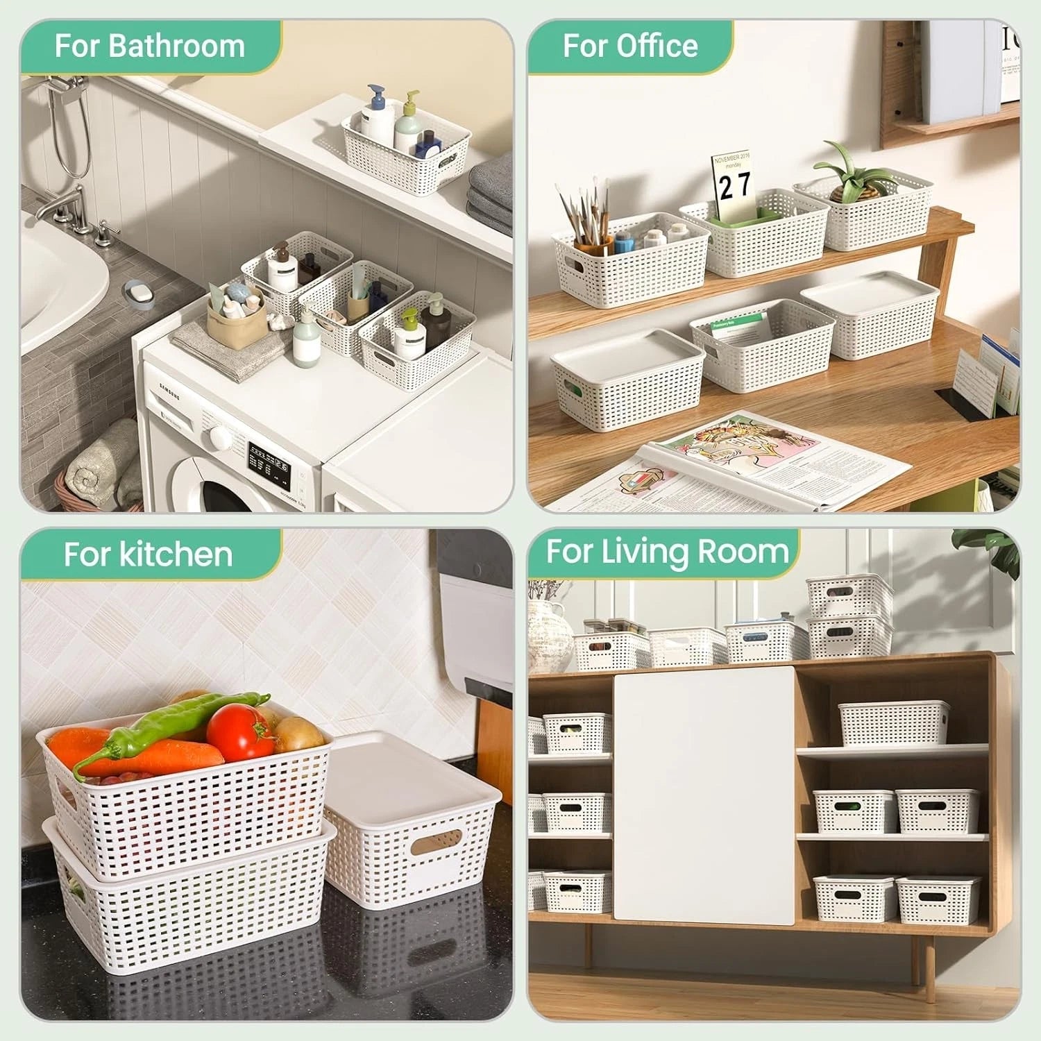 Plastic storage basket with lid - Stackable plastic storage box 07FC0E-D4 - KOEEK