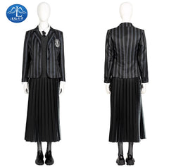 Tv Wednesday Addams Wednesday Cosplay School Uniform Suit Costumes Pleated Skirt 07FC0E-D4 - KOEEK