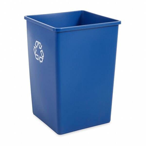 ny Rubbermaid Commercial Fg395873blue 35 Gal Square Recycling Bin, Open Top,