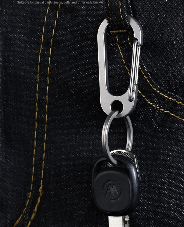 Titanium Alloy Keychain Carabiner Portable Waist Hang Buckle with Key Ring EDC 07FC0E-D4 - KOEEK