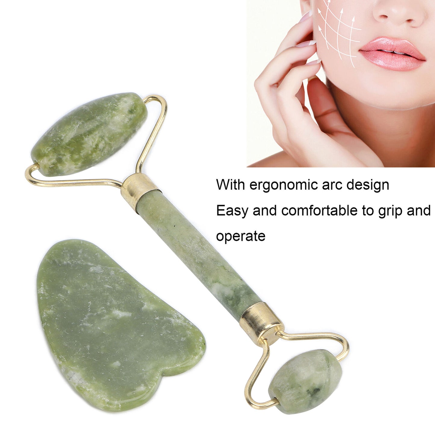 new Jade Roller Face Lifting Slimming Wrinkle Removal Double End Face Massage HGF koeek - KOEEK