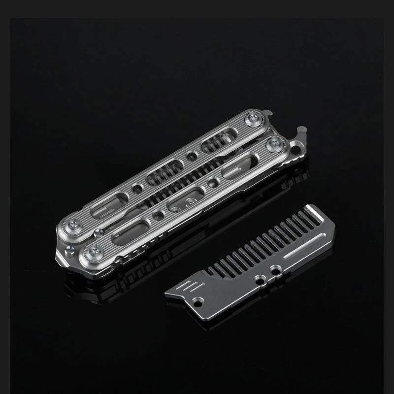 Outdoor Titanium Pocket Folded Comb Replaceable Blade Portable Practice EDC Tool EDC - KOEEK