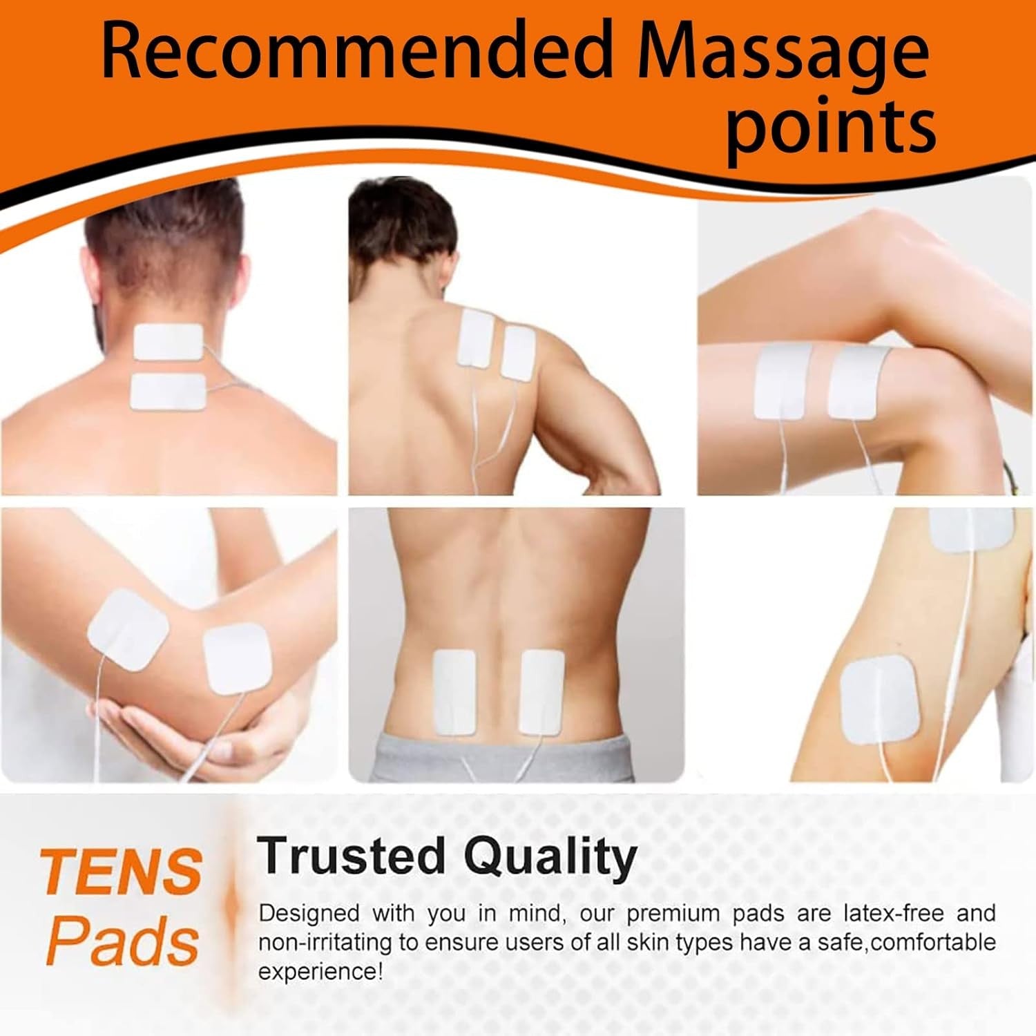 new 10PCS TENS Unit Replacement Pads 2x4, Reusable Electrodes for Muscle White