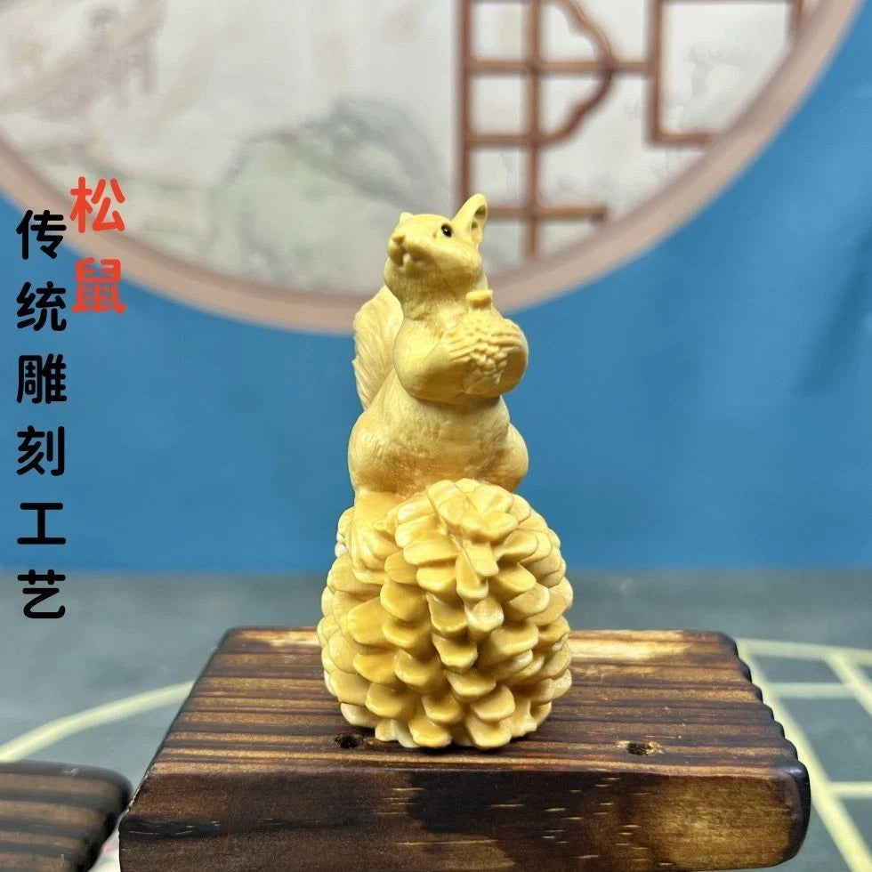 7cm Boxwood Carved Pair of Wealth Hand Pieces Home Décor Chinese Style Gift 07FC0E-D4 - KOEEK