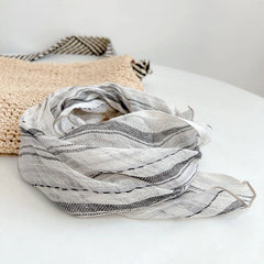 Womens  Flax Linen Brown Striped Bandana Neck Wrap Neckerchief Shawl Scarf 07FC0E-D4 - KOEEK