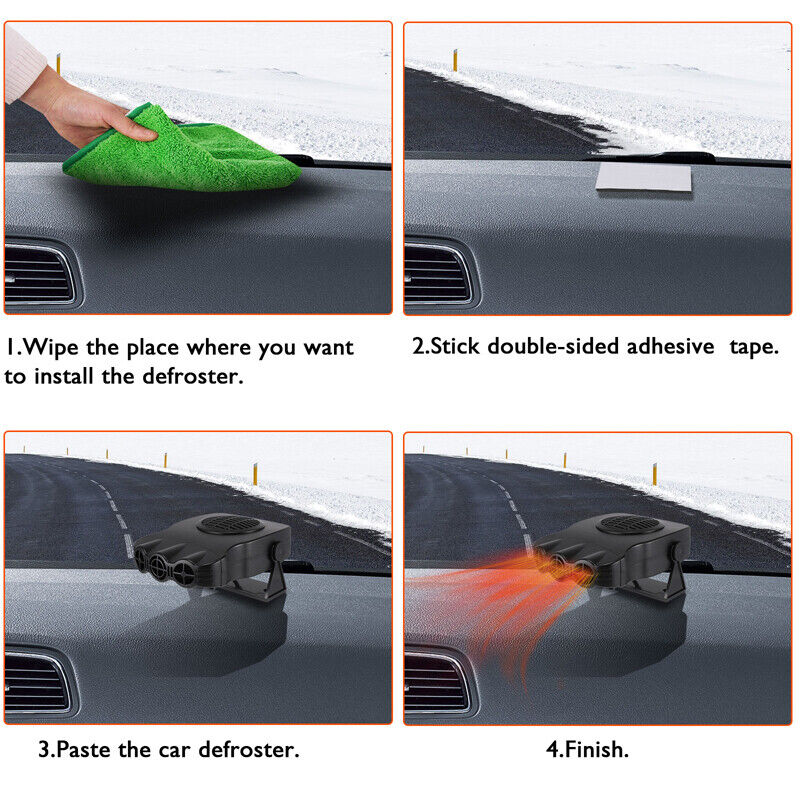 ny 200W Bærbar elektrisk bilvarmer 12V DC Varmevifte Defogger Defroster Demister