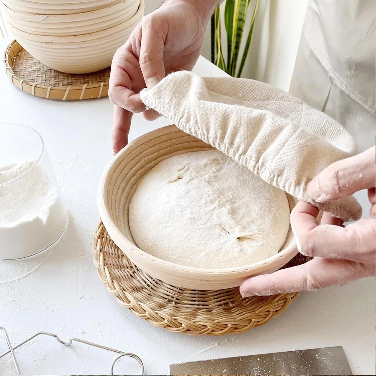 Bread Proofing Basket, Banneton Basket Set of 2,9 inch Sourdough Proofing Basket 07FC0E-D4 - KOEEK