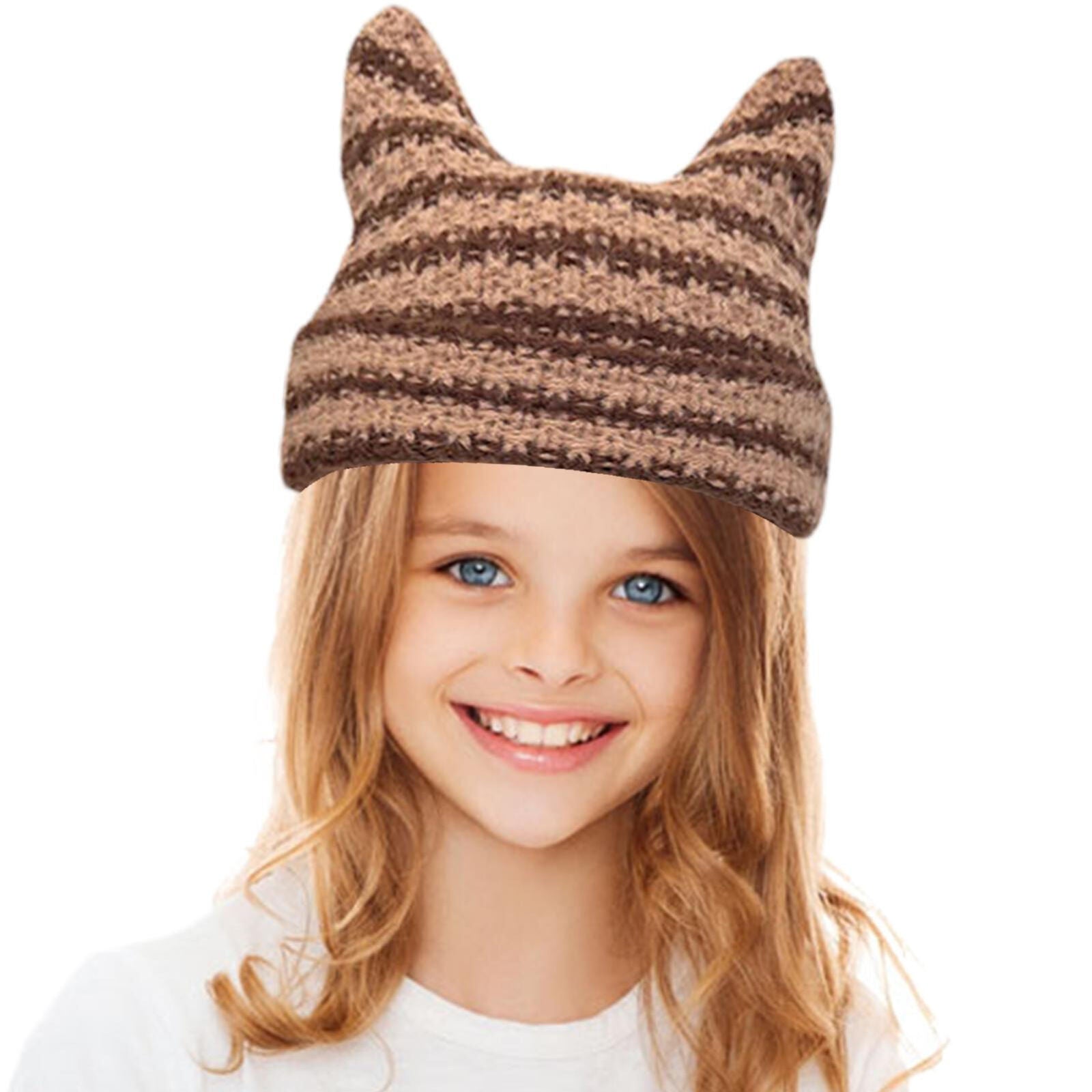 ny Cat Hat Voksen Komfortabel Myk Beanie Caps for Winter Cat Ear Beanie Hats Søt