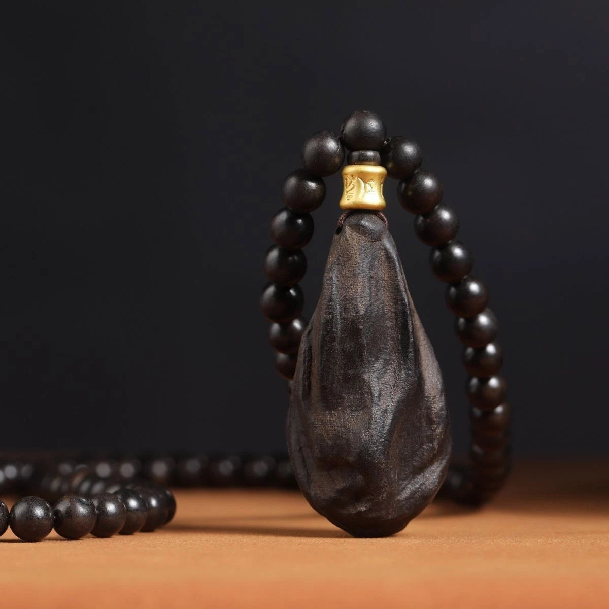Favorite Agarwood Pendant Hanging Neck Black Oil Old Material Rosary Beads 07FC0E-D4 - KOEEK
