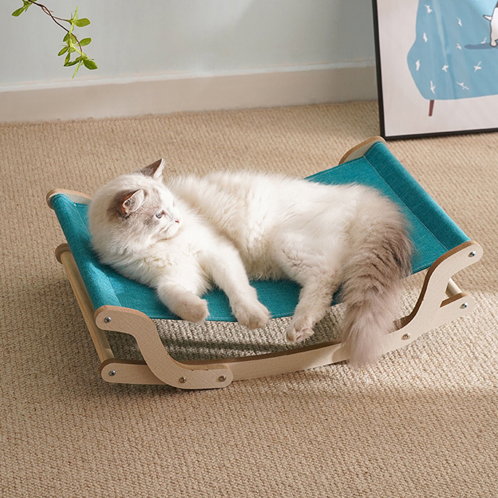 new Elevated Cat Hammock Bed Breathable Washable Safe Natural Swing Relaxing Pet Bed koeek - KOEEK