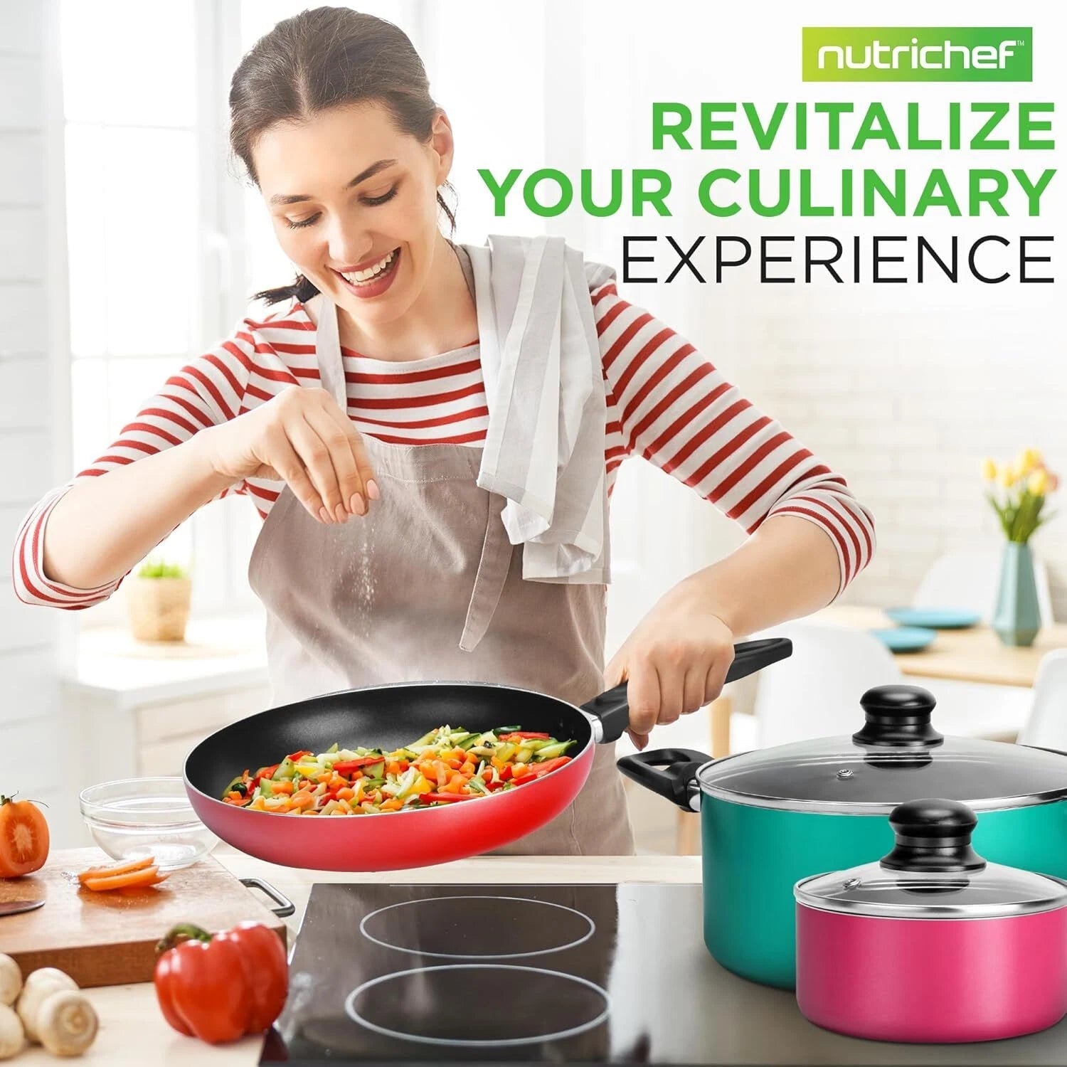 15-Piece Non-Stick Kitchen Cookware Set, PFOA/PFOS Free 07FC0E-D4 - KOEEK