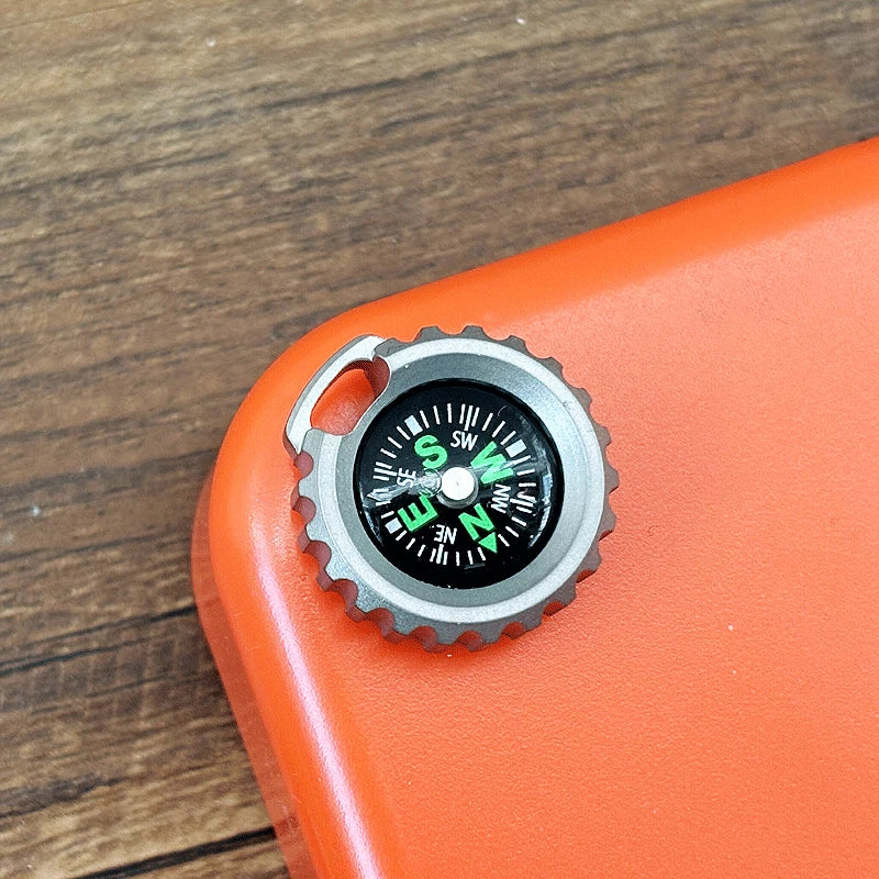 PEI Titanium Pocket Compass for Outdoor Camping Travel EDC Necklace Pendant DIY 07FC0E-D4 - KOEEK