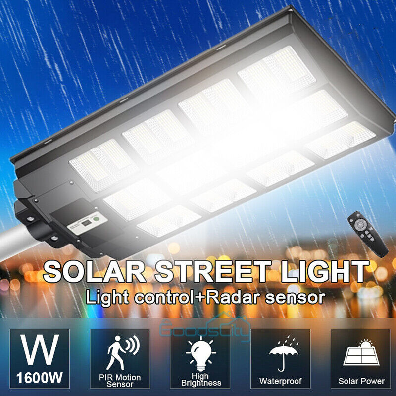 ny 10000000LM LED Solar Road Street Flood Light Utendørs Hage Hage Lampe Vanntett