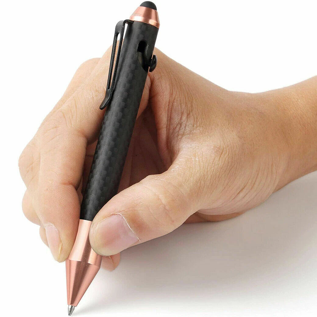 Hot Carbon Fiber+ Aluminum Pocket Ball Pen Stylus Touch Screen Signature Pen EDC EDC - KOEEK
