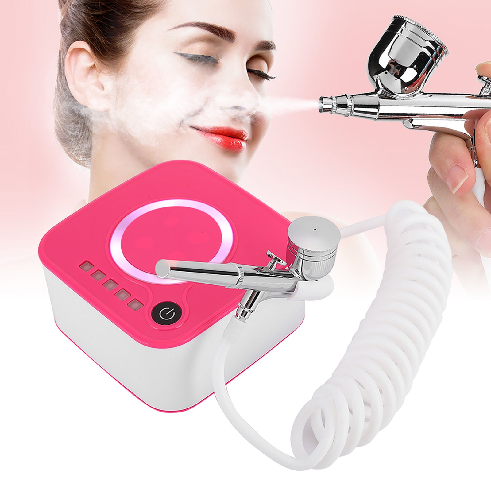 new Airbrush Spray Oxygen Sprayer Face Moisturizing Airbrush Pink(US Plug ) HGF koeek - KOEEK