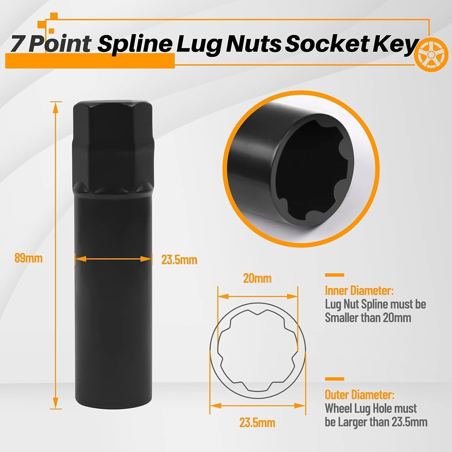 new MIKKUPPA 2PCS 6 Spline 7 Lug Nut Key Set, 6 & 7 Spline, Black MIKKUPPA - KOEEK