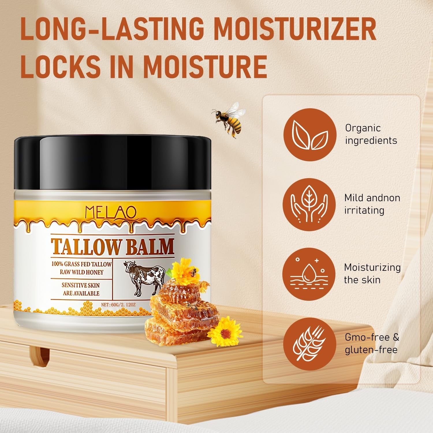 new Tallow and Honey Balm,Whipped Balm,Premium Beef Wild... 07FC0E-D4 - KOEEK