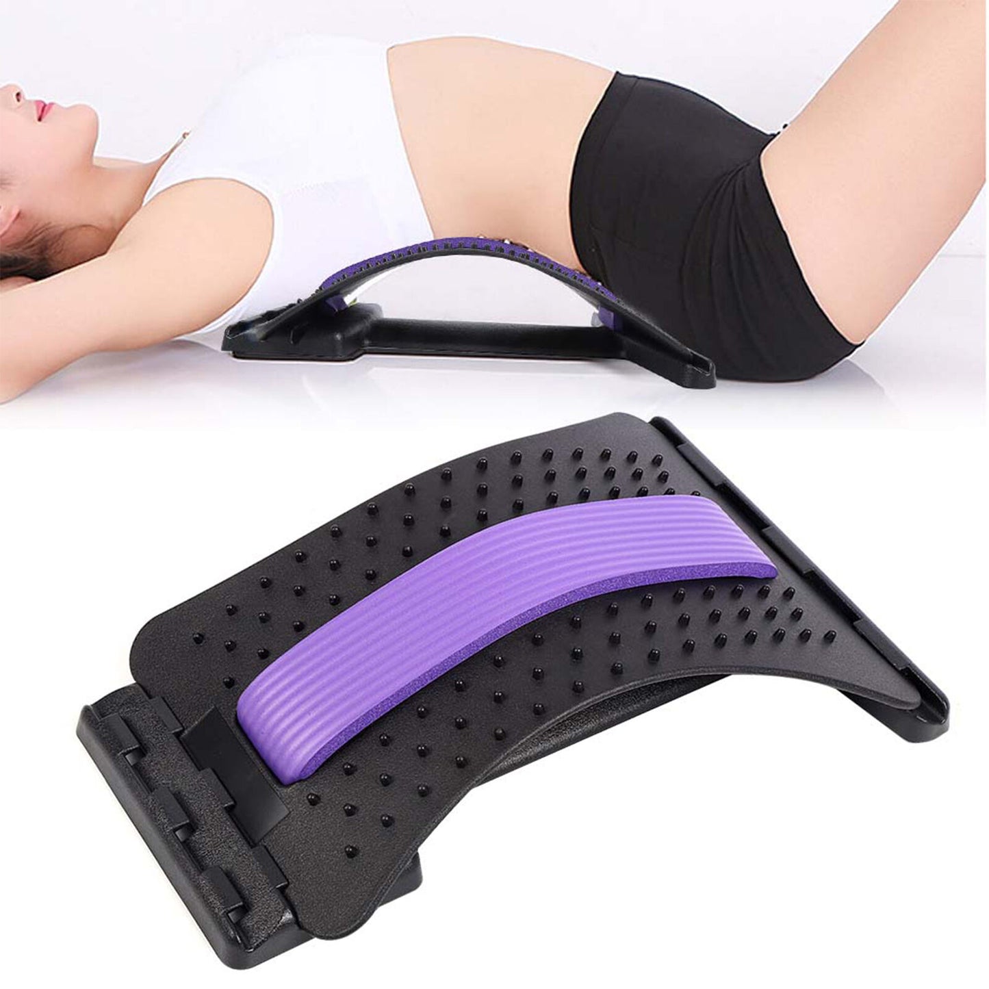 new Lumbar Massage Traction Pad Corrector Stretcher (Acupuncture Black+Purple) HGF koeek - KOEEK