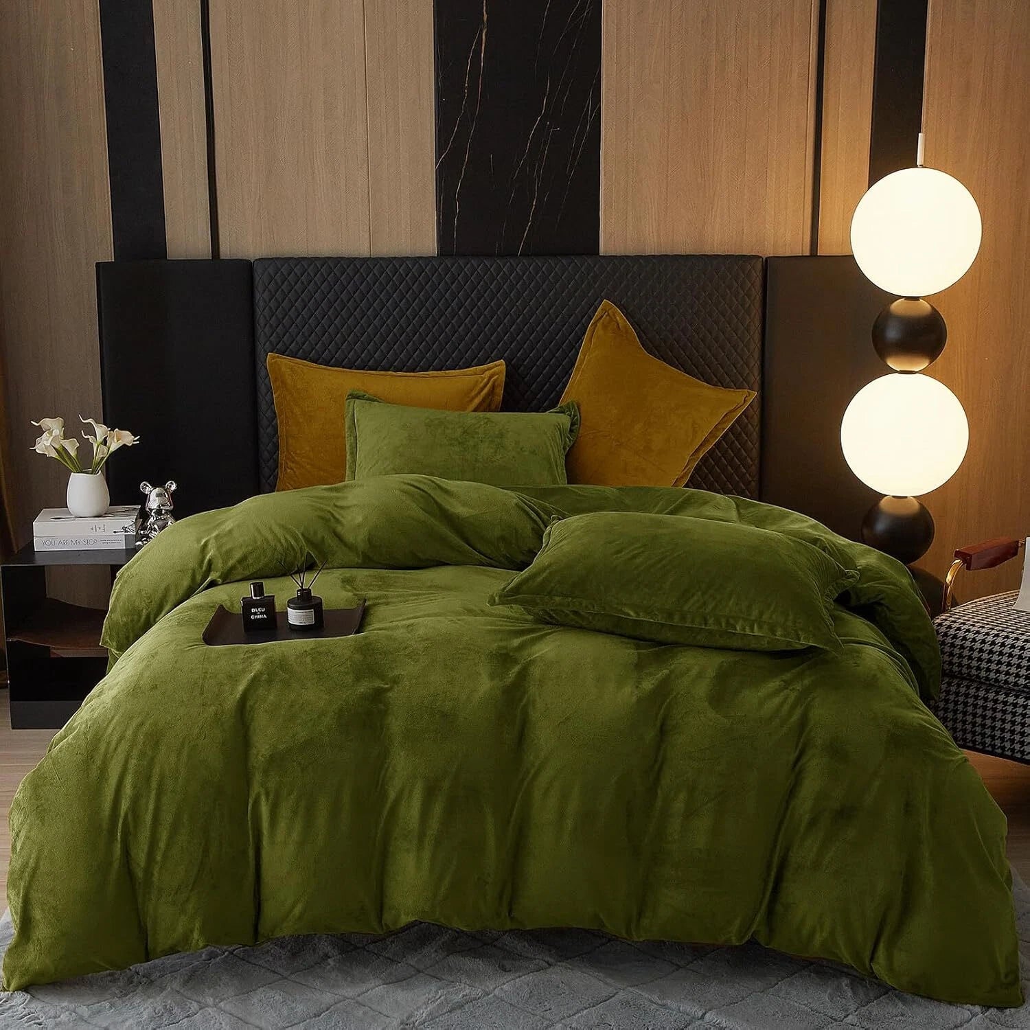 Super Soft Velvet Queen Size Comforter Set,3 Piece Warm Velvet Fluffy BeddingSet 07FC0E-D4 - KOEEK