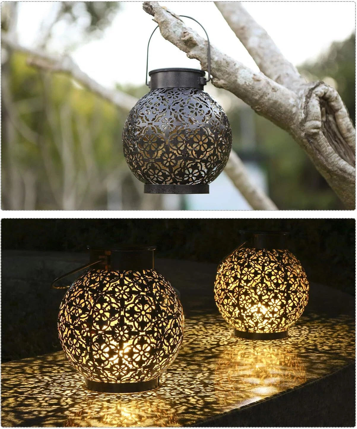 Solar Lanterns Outdoor Hanging Solar Lights Decorative Garden Lights (2 Pack) 07FC0E-D4 - KOEEK