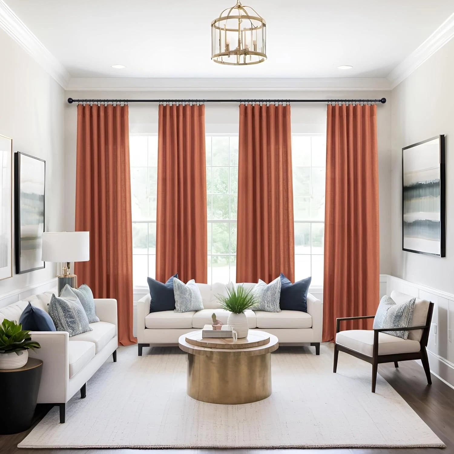Terracotta curtains, 84 inches long, 2 panels, dimensions: 52 x 84 inches 07FC0E-D4 - KOEEK