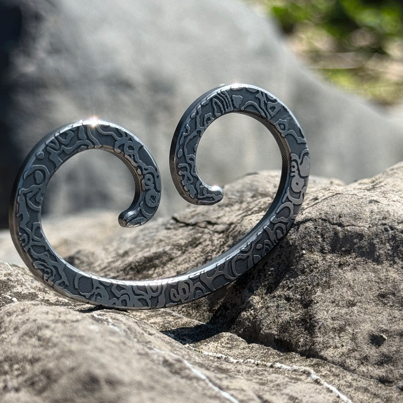 Damascus Pattern Steel Pocket Keychain Buckle EDC Car Motorcycle Quick Hook Tool 07FC0E-D4 - KOEEK