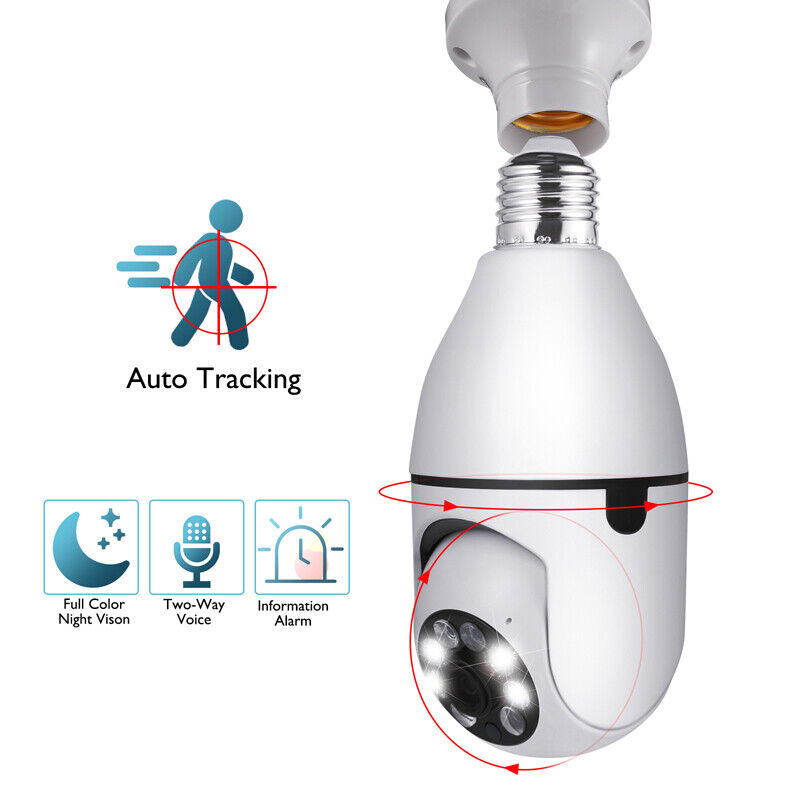 ny WiFi Bombilla Camara De Seguridad 360 Con Audio Microfono Para Casa y Exterior