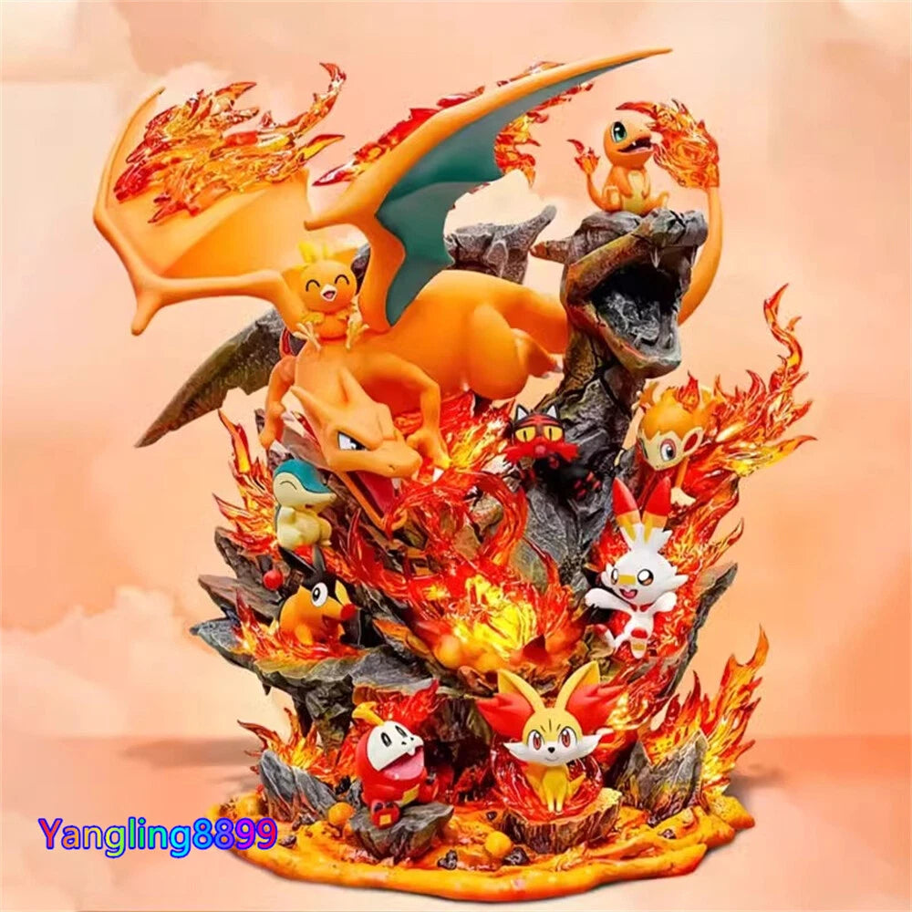 Japan Anime Figure Statue Vally Charizard Model Fire Family Bucket Toy Collectio 07FC0E-D4 - KOEEK