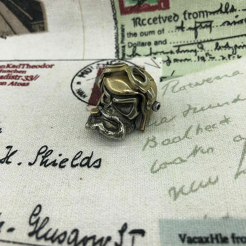 EDC Brass Pilot Skull Knife Umbrella Rope Parachute Cord Lanyard Tool Pendant 07FC0E-D4 - KOEEK