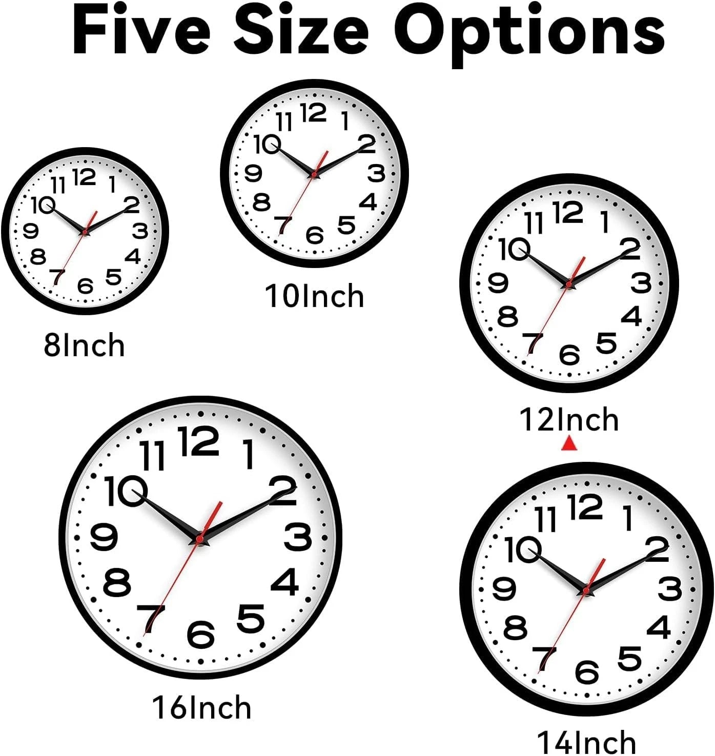 Wall Clock 12''Silent Non-Ticking Modern Clock Battery Operated Classic Simple 07FC0E-D4 - KOEEK