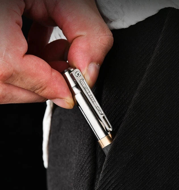 EDC Titanium Alloy Brass Pocket Ballpoint Pen Business Office Stationery Outdoor 07FC0E-D4 - KOEEK