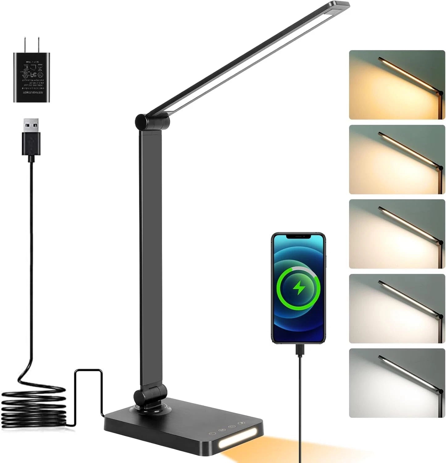 LED Desk Lamp with USB Ports,Touch Desk Lamps for Home Office with 5 Color Modes 07FC0E-D4 - KOEEK