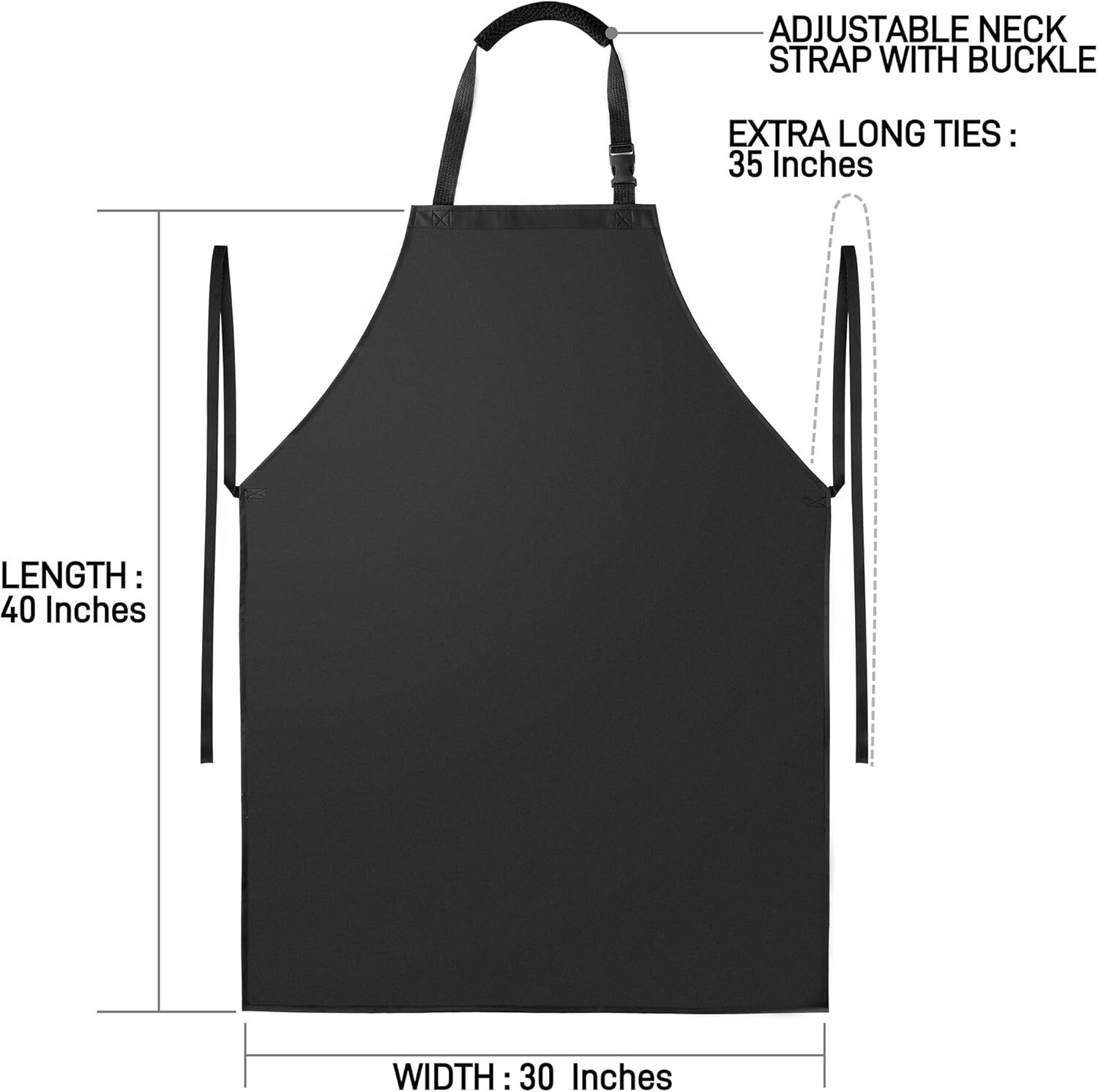 new Waterproof Apron with Comfortable Adjustable Bib Rubber Vinyl Black 07FC0E-D4 - KOEEK
