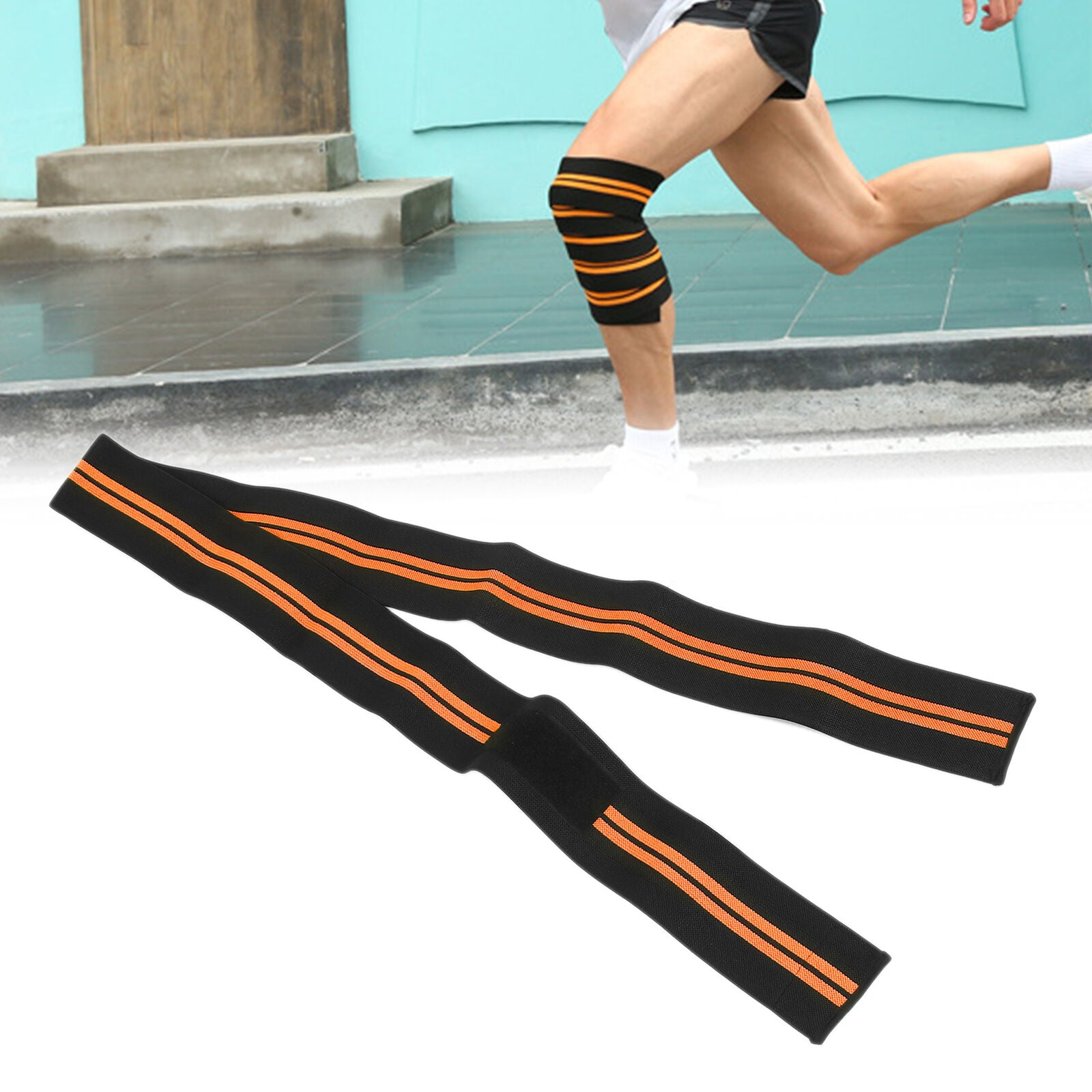 new Knee Wrap Compression Knee Brace For Weightlifting Training(Black Orange ) HGF koeek - KOEEK