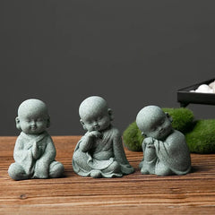 1Pc Buddhist Monks Figurine Buddha Stone Statue Chinese Fengshui Zen Decoration 07FC0E-D4 - KOEEK