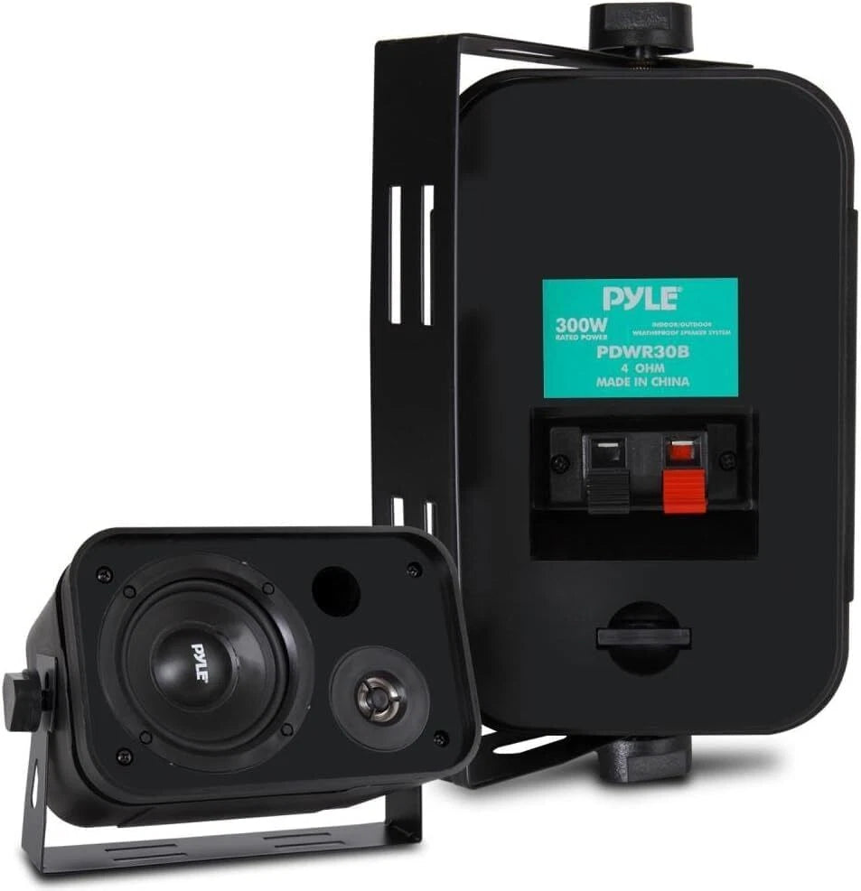 Wired Outdoor Speaker System (Pair), Marine Grade 2-way 300W Peak Power 07FC0E-D4 - KOEEK