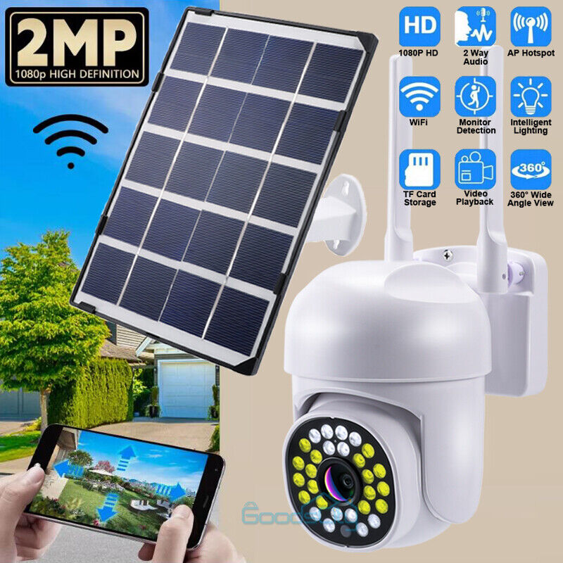 ny 360° Camara De Seguridad Solar WIFI Inalambrica Cámara solar con detección de mo