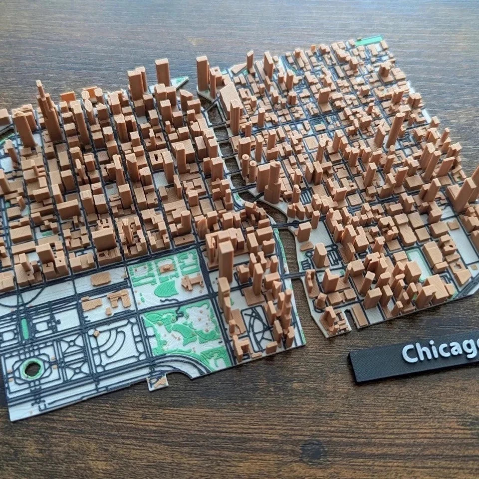 3D Printed Chicago Micro Miniature City Skyline 136*187MM Photo Frame Decor 07FC0E-D4 - KOEEK