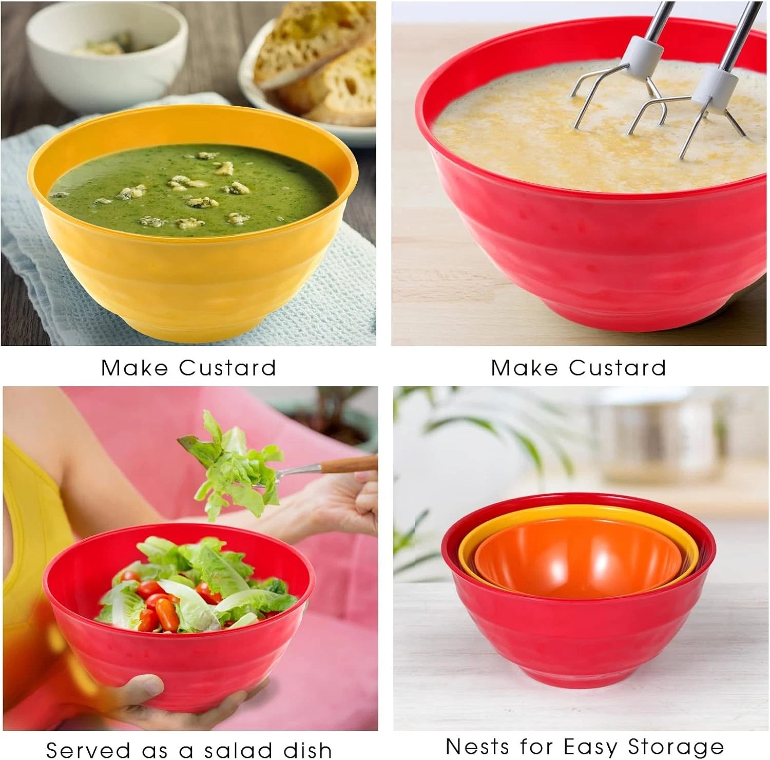 Mixing bowl set with lids,melamine nesting bowl set for pasta baking saladmixing 07FC0E-D4 - KOEEK