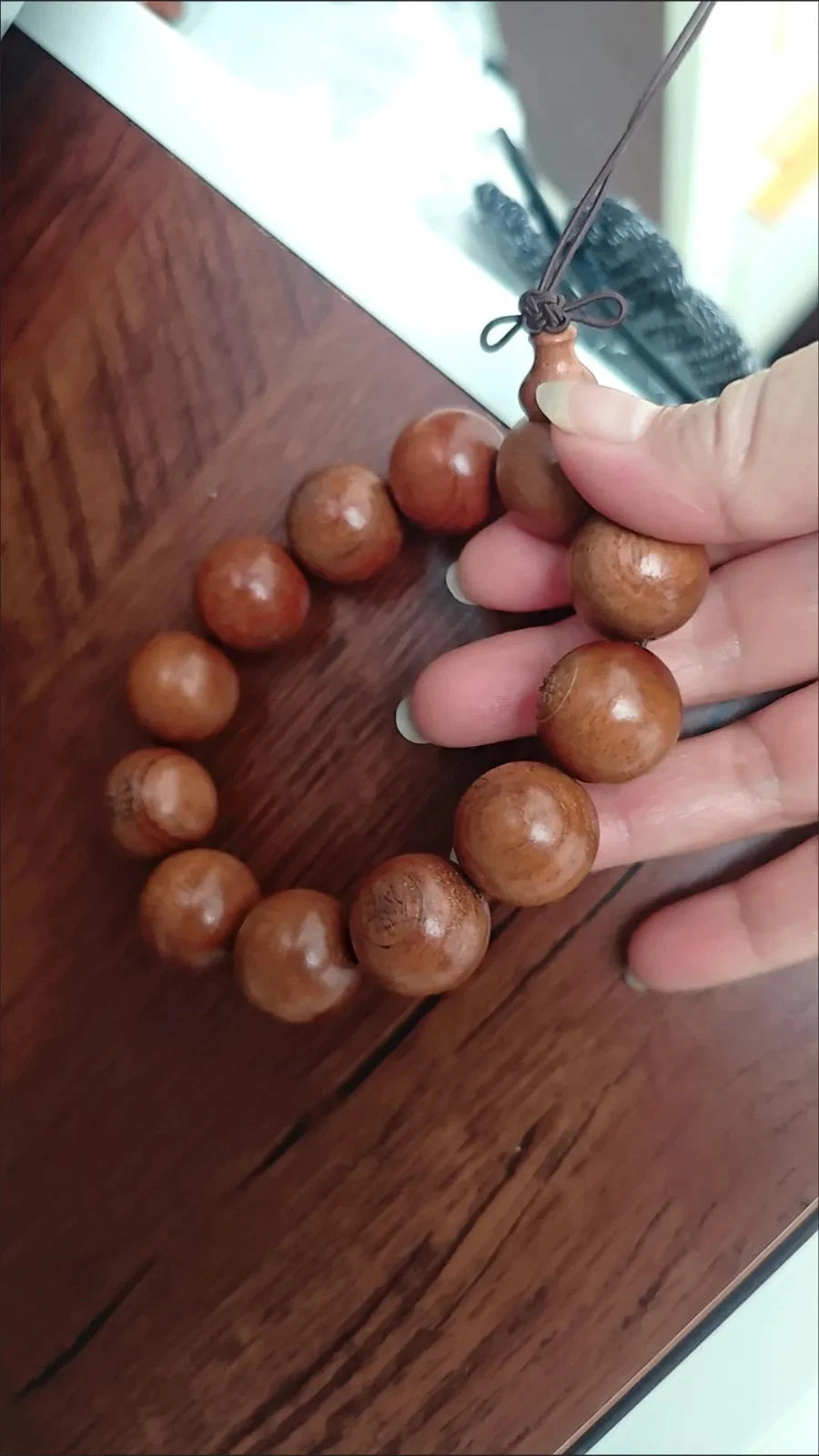 20mm*12 Natural Wood Buddhist Prayer Beads Guanyin Bracelet Men Woman  Gift 07FC0E-D4 - KOEEK
