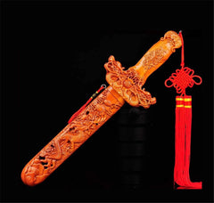 30cm Traditional Chinese Dragon Design Peach Wood Sword Drive Out Evil Spir 07FC0E-D4 - KOEEK