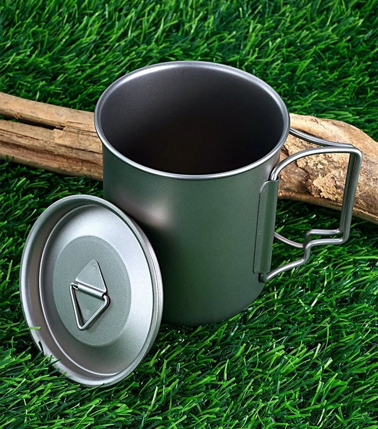 450ml Titanium Water Cup Ultralight Folding Handles Outdoor CampingCoffeeMug 07FC0E-D4 - KOEEK
