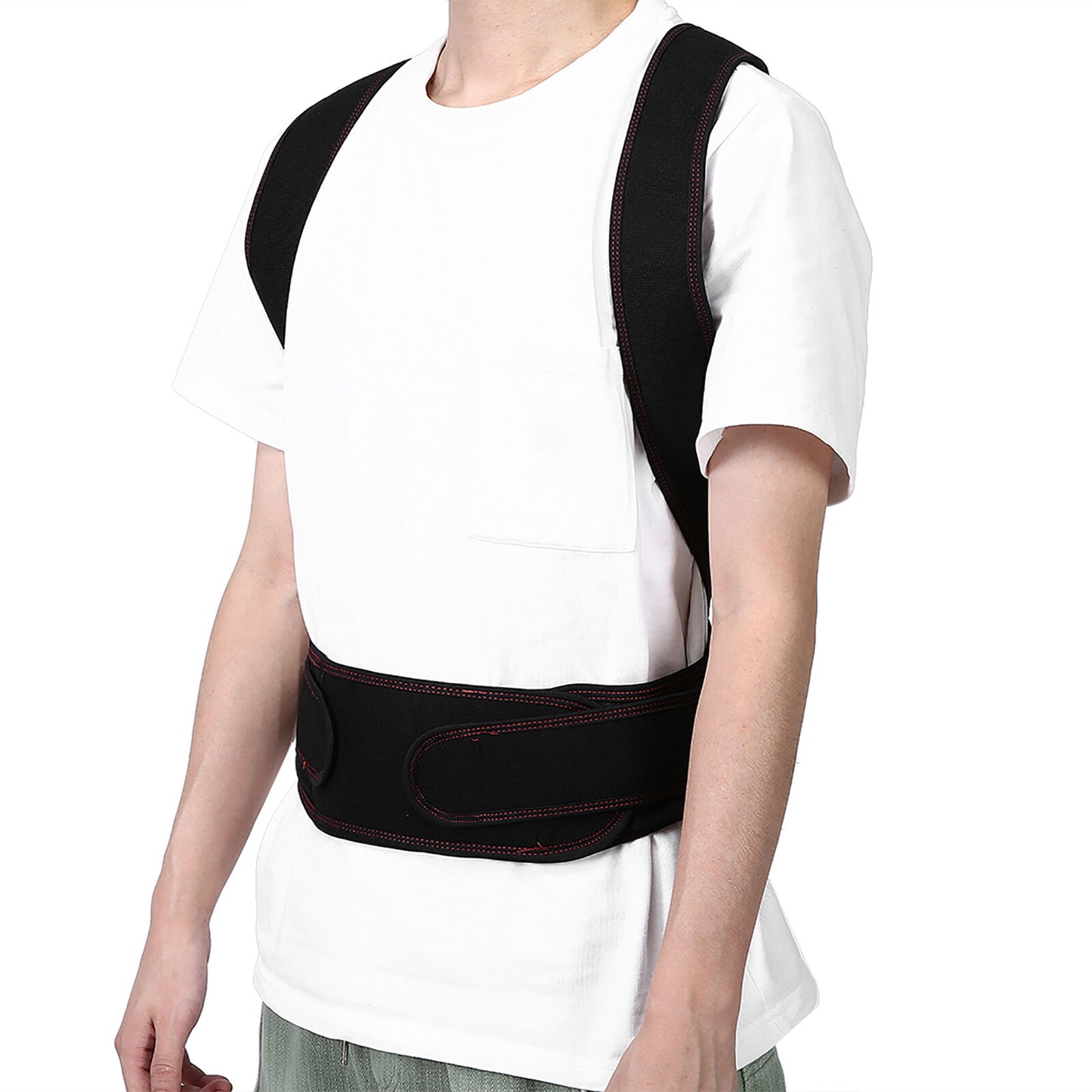 new Posture Corrector Brace Hunchback Correction Belt Back Spine (M Rouge) HGF koeek - KOEEK