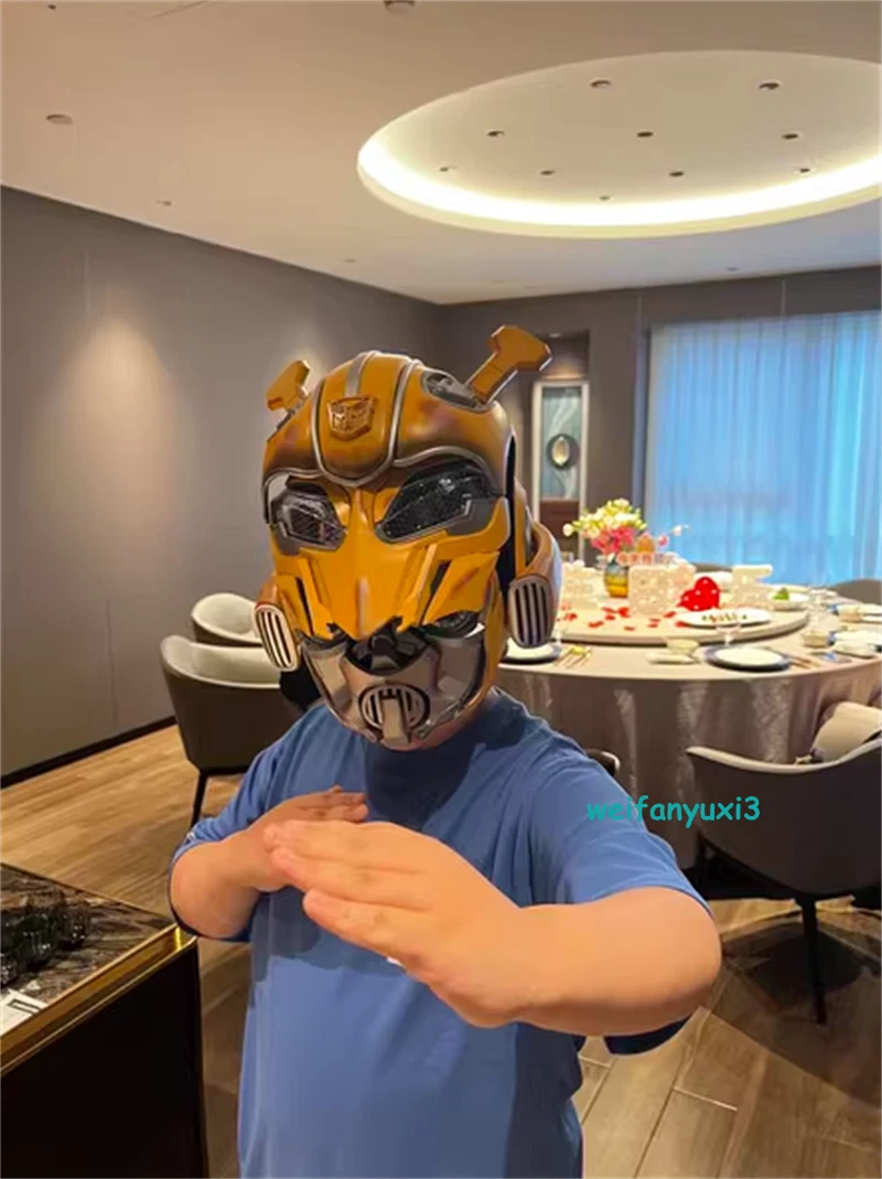 1:1 Transformer Bumblebee Voice Control Cosplay Wearable Helmet Mask W/ Base 07FC0E-D4 - KOEEK