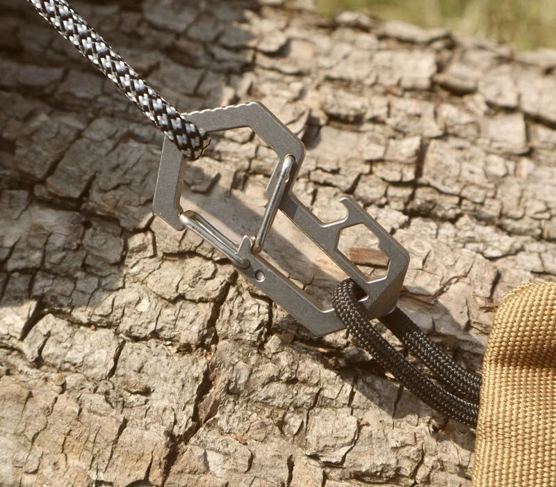 Titanium Alloy EDC Multi Tools Keychain Carabiner Bottle Opener Crowbar Tool 07FC0E-D4 - KOEEK